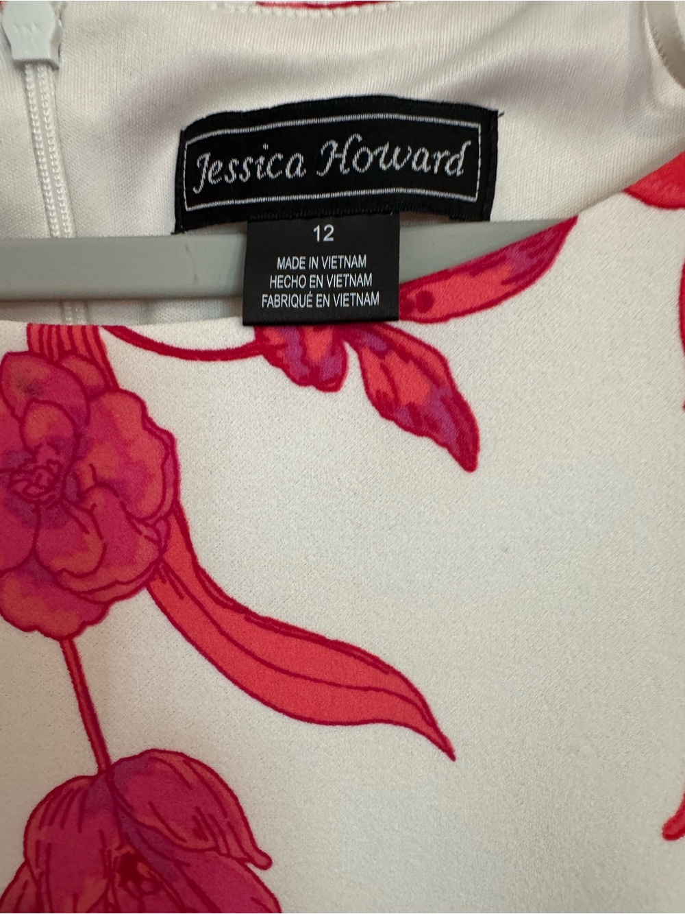 Jessica Howard White Dress with Pink Floral Motif